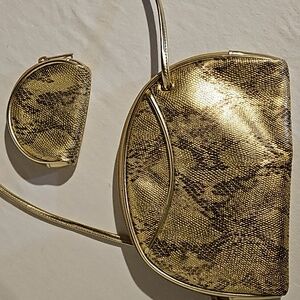 Gold Shoulder Bag and Change Purse